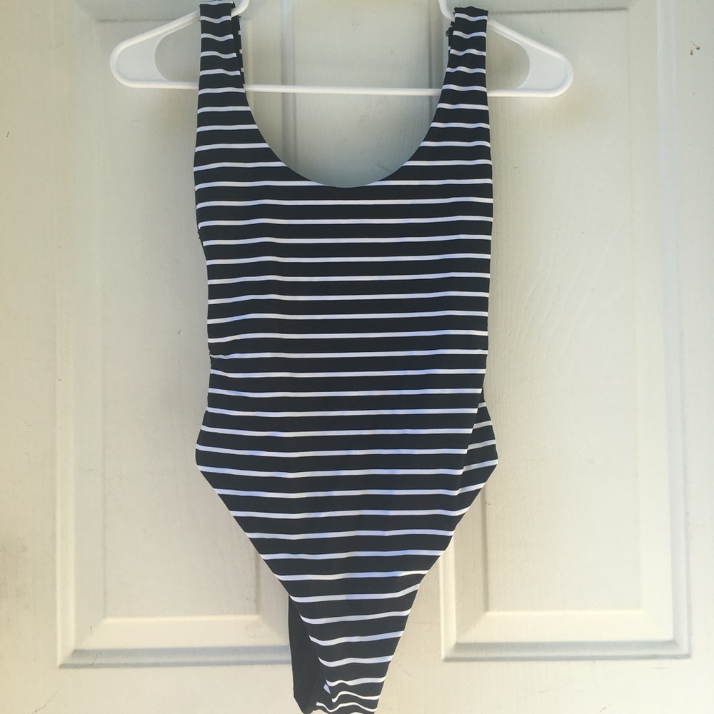 Aerie striped super scoop swimsuit